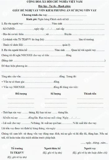 hồ sơ vay vốn ngân hàng